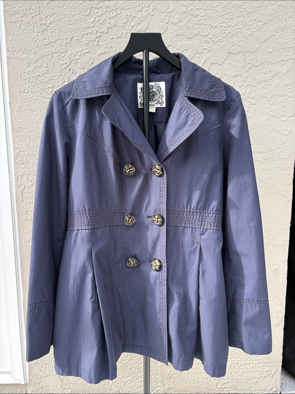 Esprit English Laundry Navy Blue Double Breasted Trench Coat Jacket Womens L